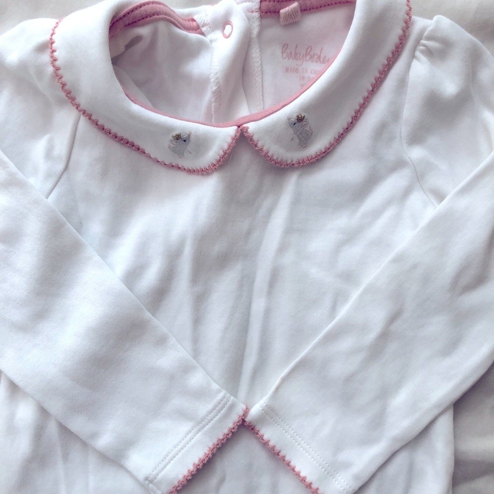 Boden Embroidered Mouse Princess Onesie Bodysuit